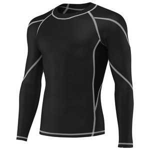 Haut de sport à manches longues pour homme, anti-UV, noir, en Spandex et Polyester, séchage rapide, compression, manches complètes, sublimation premium - Product Image 1