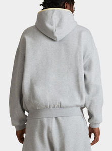 Ensemble jogging et sweat à capuche unisexe gris clair en polaire 100 % polyester brodé sur mesure, respirant et décontracté, coupe oversize, collection 2026 – Vente en gros - Product Image 2