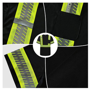 เสื้อยืดคอกลมแขนสั้นสะท้อนแสงสำหรับผู้ชายขายส่ง เสื้อแถบสะท้อนแสงสำหรับงานก่อสร้าง - Product Image 4