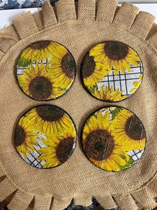 2024 New Design Best Quality Eco-Friendly 4-Piece <b>Set</b> of Printed Mango Wood Coasters Direct India Handicrafts Handmade Mats Pads - Product Image 2