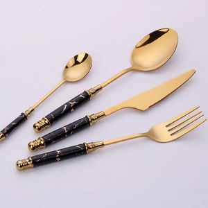 Ensemble de couverts en acier inoxydable rose doré, cuillère, fourchette, couteau, vaisselle de luxe, ustensiles de cuisine - Product Image 2