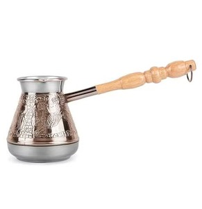 หม้อกาแฟตุรกี ทองแดง โลหะ พร้อมด้ามจับไม้ ดีไซน์วินเทจ ขนาดก้น 7.5 ซม. สูง 8 ซม. - Product Image 4