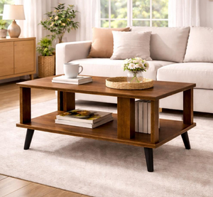 Table basse industrielle en bois foncé personnalisée OEM pour salon, prix d'usine, fournitures en gros - Product Image 3