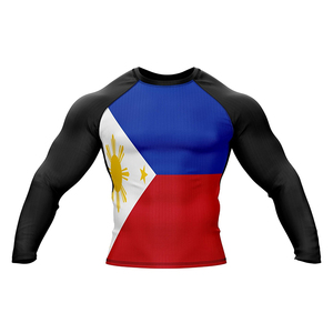เสื้อรัดกล้ามเนื้อสำหรับออกกำลังกาย BJJ ยี่ห้อ Best Manufacturer สำหรับผู้ชาย MMA Grappling พิมพ์ลายดิจิตอล โลโก้สั่งทำได้ ผลิตจากผ้า Surphy Spandex/Polyester - Product Image 1