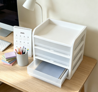 Cajonera de Escritorio Transparente A4 de 3 Niveles, Fabricada en Corea, Lista para Usar, para Documentos de Oficina, Papel, Hogar y Oficina