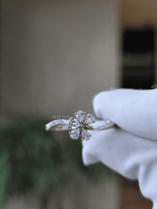 Pear Cut Lab Grown Diamond IGI Certified Floral <b>Cluster</b> Ring 0.35 Ct 14K Gold Twisted Split Shank Promise Anniversary Jewelry - Product Image 2