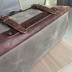 Custom Vintage Canvas Leather Duffel <b>Bag</b> Waterproof <b>Travel</b> Weekend Overnight <b>Bag</b> Men's Carry On <b>Holdall</b> LCDB-0007 - Product Image 5