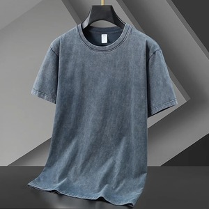 Camiseta Bearfit de alta calidad, color azul, lavado ácido, algodón suave al tacto, cuello redondo, manga corta, estilo urbano para hombre. - Product Image 4