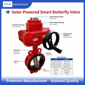 Válvula de <span class=keywords><strong>Mariposa</strong></span> Eléctrica Solar Inteligente LoRa/4G con Control Remoto y Conexión Tipo Wafer para Riego Agrícola - Product Image 2