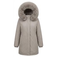 Veste d'hiver courte matelassée décontractée de haute qualité pour femmes, coupe-vent avec grande capuche en vraie fourrure, duvet de canard, polyester, fermeture éclair