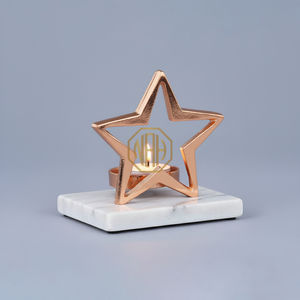 Guirnalda de Estrellas Redondas, Escultura de Aluminio Plateado, Portavelas para Velas de Té, Decoración de Mesa, Objeto Decorativo Navideño para el Hogar, Exportador - Product Image 3