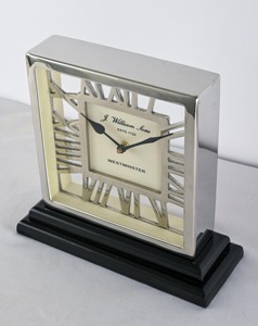 Nouvelle horloge de bureau rectangulaire en métal, chiffres romains, mouvement à quartz silencieux, sans tic-tac, sonnerie Westminster - Product Image 6