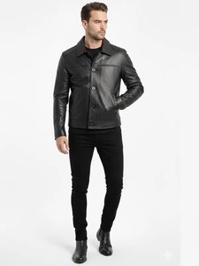 Men’s Button Up Leather <b>Trucker</b> <b>Jacket</b> Classic Casual Western Outerwear - Product Image 3