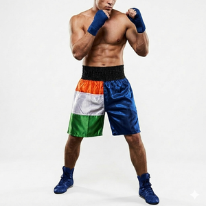 Pantalones Cortos de Muay Thai de Satén Resistentes con Logotipo Frontal para Boxeo y Artes Marciales, Shorts Profesionales para Deportes de Combate - Product Image 4