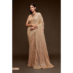 Dernier sari indien élégant en georgette brodé de sequins, vêtement ethnique pour adultes pour les mariages et les fêtes - Product Image 1