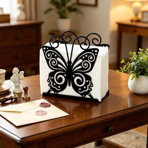 <b>Black</b> Metal Butterfly <b>Napkin</b> Holder Tabletop Decorative Centerpiece for Dining Wedding 13.5x12.5x5.5 cm - Product Image 6