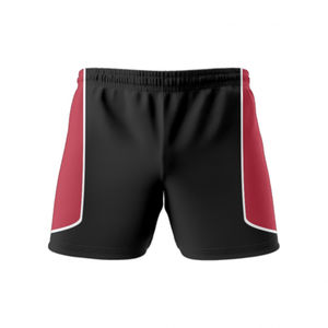 Short de rugby noir avec design rouge, haute qualité, respirant et confortable / Logo et taille personnalisés, prix abordable, OEM - Product Image 2