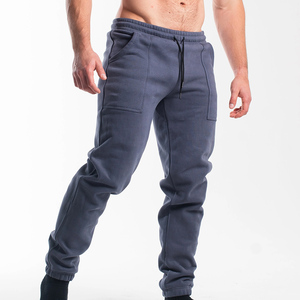 Men's Dark Gray Fleece Sweatpants Elastic Waist Drawstring Side Pockets Casual Joggers Autumn Wear - Product Image 3