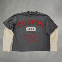 Kaos Rajut Oversize Pria Y2K Streetwear Berkualitas Tinggi 100% Katun dengan Pola, kualitas unggulan dengan harga terjangkau