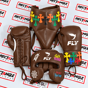 Ensemble de boxe et de sparring en cuir premium OEM personnalisé, confortable, beige et noir, pour l'entraînement et la protection, fabriqué par OEM - Product Image 5
