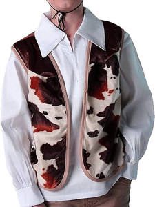 Gilet coupe-vent à col en V, vêtement d'extérieur, personnalisable OEM, gilet d'hiver en cuir de vache à poils de haute qualité - Product Image 4