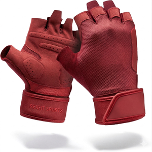 Rexfit Sports Leather Half Finger Gym <b>Gloves</b> Adjustable Wrist Strap <b>Weight</b> Lifting Workout <b>Gloves</b> Unisex Outdoor Apparel - Product Image 3