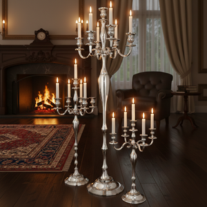 Set of 3 Handmade Metal Candelabra with Heat Resistant <b>Pillar</b> Shape Eco-friendly Candlestick Holders for Weddings and Home Decor - Product Image 2