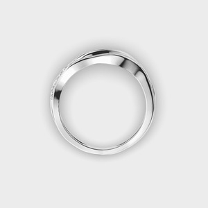 Anillo de Diamantes de Tres Ondas, Oro Blanco de 18K, Corte Redondo, Engaste Pavé, Joyería Fina Moderna y de Lujo para Mujer, Banda de Eternidad - Product Image 2