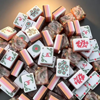 Tuiles de Mahjong en acrylique violettes et transparentes avec visages illustrés, ensemble de 160 pièces pour les détaillants indépendants de jeux
