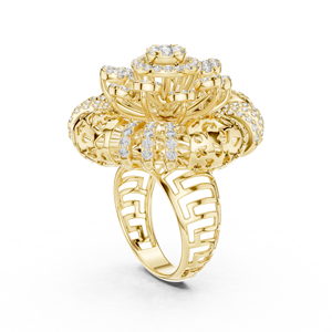 Anillo de Compromiso y Boda de Oro Amarillo de 18 Quilates con Diamantes Tallados de Laboratorio, Chapado en Rodio, Certificado por IGI - Product Image 3
