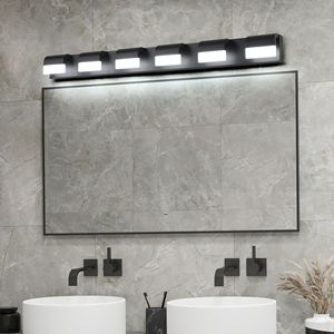 Applique murale moderne à 6 lumières LED pour salle de bain, finition nickel brossé, à poser au-dessus du miroir - Product Image 4