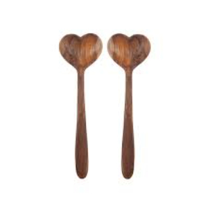 Handcrafted Heart-Shaped Wooden Salad Server Set Eco-Friendly <b>Serving</b> <b>Spoons</b> For Kitchen Unique Wedding Gift Tableware Decor - Product Image 1