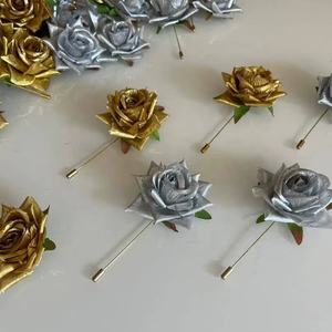 Elegantes Broches Florales Hechos a Mano en Oro y Plata con Diseño de Rosa para Hombres y Mujeres, Accesorios de Boda, Pin de Solapa - Product Image 1