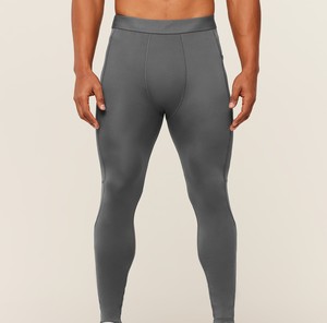 <b>Men's</b> Gray <b>Compression</b> Leggings Full Length Elastic Waist Solid Color Athletic <b>Tights</b> Spandex Nylon Material - Product Image 1