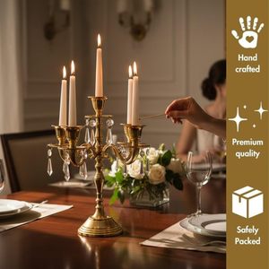 Support à bougies de luxe, élégant porte-bougie de table, décoration de table centrale, centre de table pour salle à manger, porte-bougie de mariage - Product Image 3