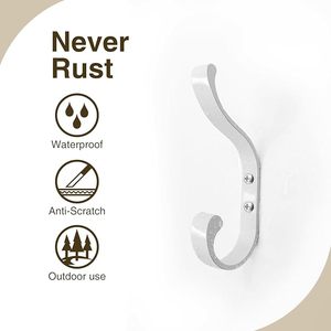 Gancho Blanco de Pared con Doble Gancho Antideslizante y Borde Liso para Ropa, Sombreros, Toallas, Bolsos, Batas, Llaves, Entrada, Baño - Product Image 2