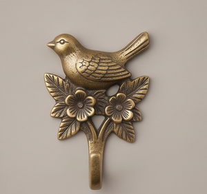 Vintage Metal Bird Wall <b>Hook</b> <b>With</b> Flower Design Rust Resistant Single <b>Hook</b> For Clothing Display Antique Wall Accent - Product Image 2