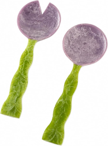 Handmade Pink Resin <b>Salad</b> <b>Tools</b> Serving Set Stylish Marble Swirl Long Handle Servers Dishwasher Safe Microwave - Product Image 4