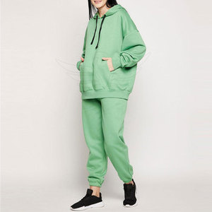 Conjunto Deportivo Unisex de Algodón Verde, Sudadera con Capucha y Pantalones Deportivos, Color Sólido, Corte Holgado Informal, Largo Completo, Ropa de Otoño - Product Image 5