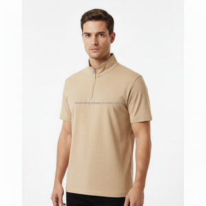 Custom Logo Polyester Spandex Quarter Zipper Men's Performance 1/4 Zip Pullover Plain Blank Dry Fit Training <b>Top</b> High Quality - Product Image 1