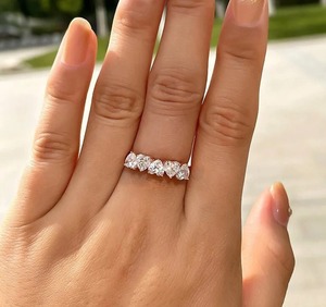 Anillos de moissanita de plata de ley 925 con corte de perla en forma de corazón, engaste de garras, banda de piedras preciosas para regalo de compromiso - Product Image 5
