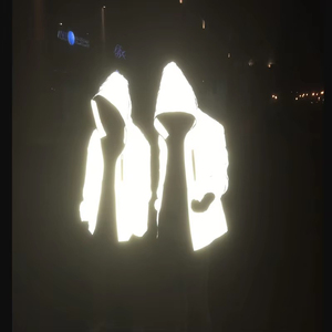 Veste de travail unisexe haute visibilité réfléchissante en polyester et maille, uniforme de sécurité blanc avec bordure noire pour usage extérieur - Product Image 3