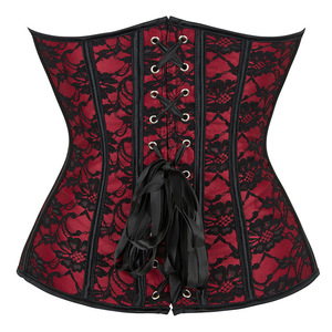 Women's Goth <b>Punk</b> Plus-Size Zipper Leather Lace Corset Shapewear Hip Enhancer Satin Polyester Fabric Quick Dry Firm Control - Product Image 5