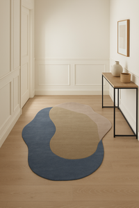 Custom Hand Tufted Wool Rug blue Tone High Pile Modern Abstract Area <b>Carpet</b> Handmade Durable Home Picnic - Product Image 3