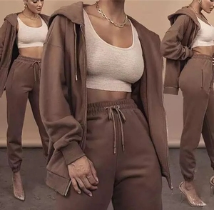 Hoodies for Woman,Wool Hoodie <b>Set</b> Winter Fleece Tracksuit <b>2</b> <b>Piece</b> <b>Women</b> <b>Set</b> Crop Top Oversize Hoodie <b>Women</b> Sweatshirt - Product Image 5