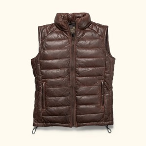 Bridger Leather <b>Down</b> Vest for Men – Premium Insulated Winter Puffer Waistcoat Sleeveless Jacket - Product Image 5