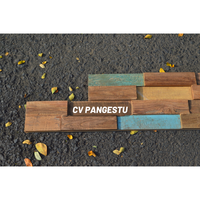 Paneles de Pared 3D Insonorizantes de Teca Reciclada Moderna, Diseño de Patrón Geométrico, Paneles para Hogar, Comercios, Entretenimiento y Villas PANGESTU