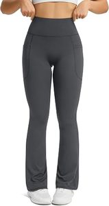 Women's High Rise <b>Flare</b> <b>Leggings</b> Bootcut Yoga Pants Stretch Workout Trousers with Pockets - Product Image 3