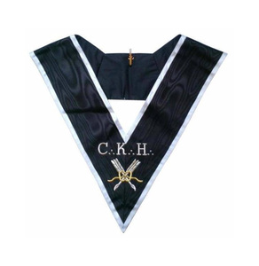 Collier de Grand Secrétaire du 30e Degré, brodé, fait main, écologique, durable, avec garniture argentée, qualité export, en velours noir - Product Image 1