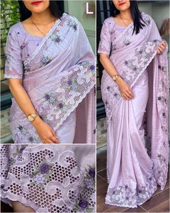 Rich Look Modern Luxury Party Wear New Pure Tussar Silk Weaving Soft Saree para damas y niñas Use a bajo presupuesto - Product Image 3